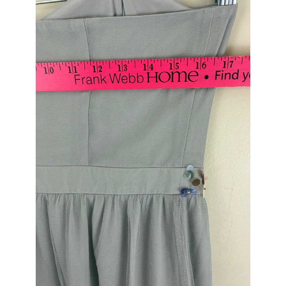 LC Lauren Conrad Strapless Dusty Blue Tulle Maxi Dress with Floral Belt - Picture 10 of 11